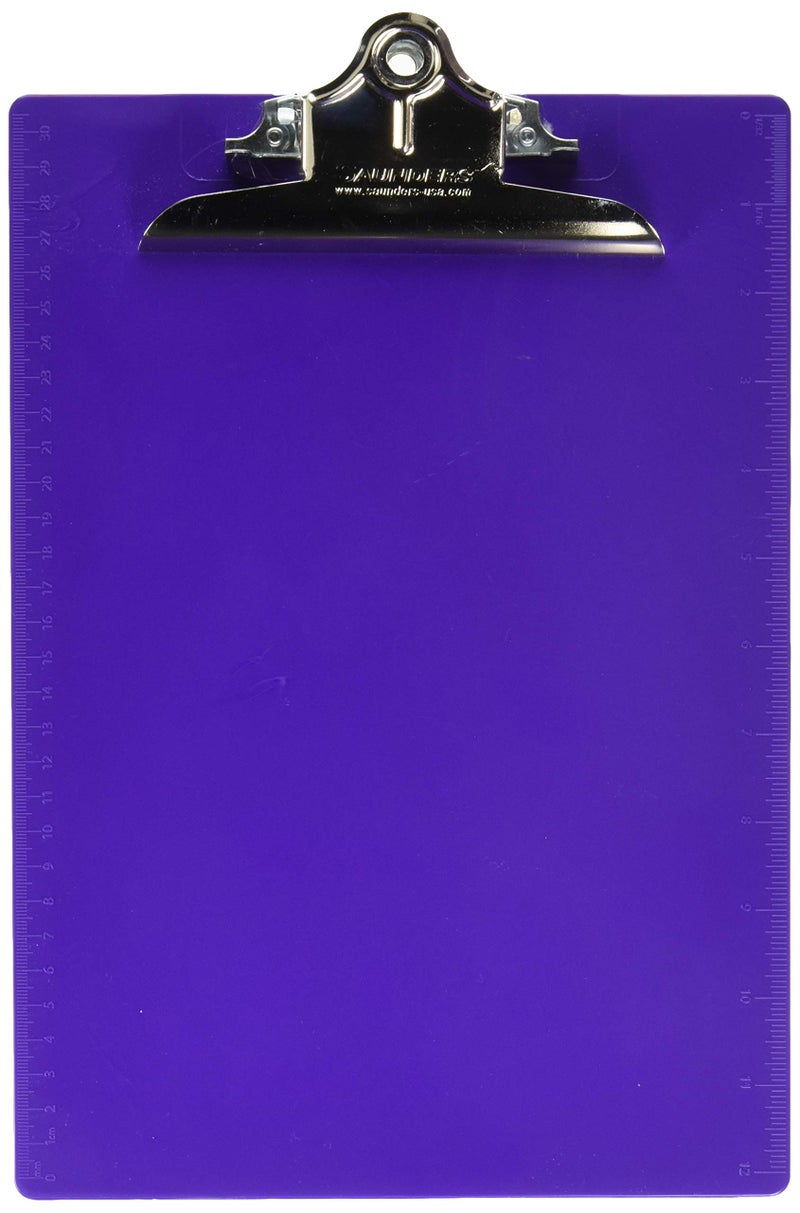 Saunders 21606 Recycled Plastic Clipboard w/Ruler Edge, 1" Clip Cap, 8 1/2 x 12 Sheets, Purple - Image 1